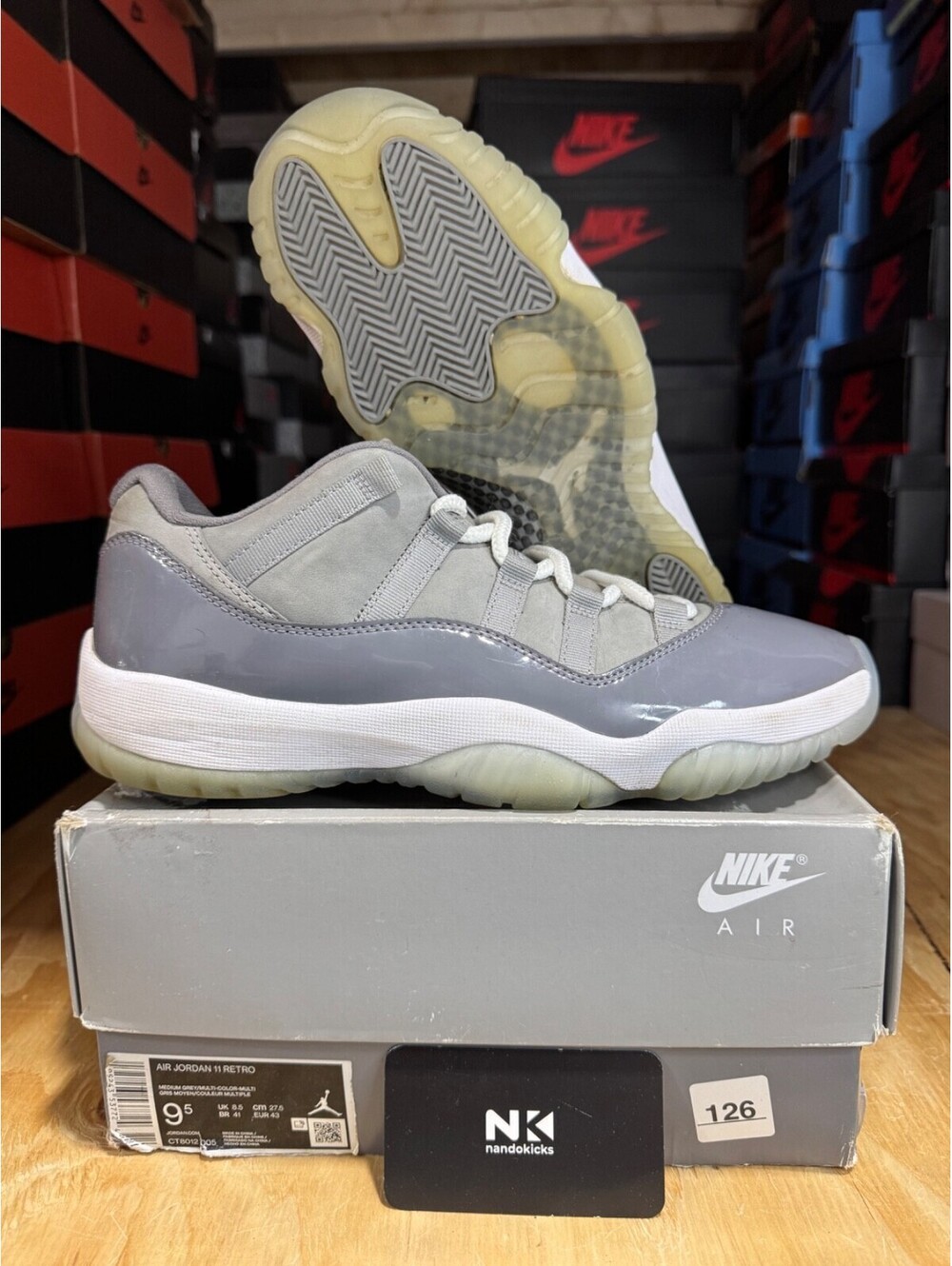 Air Jordan 11 Retro Low 'Cool Grey' 528895-003 USED W/ REPLACEMENT BOX MENS SZ 9